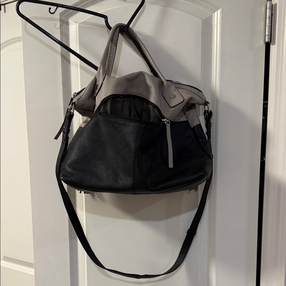 Stylish Black and Gray Women's Leather crossbody Bag almost brand new